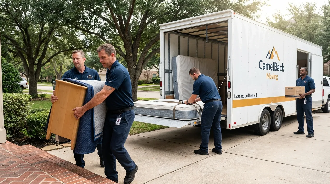 Crew loading residential truck for cross-state move from Zellwood, FL