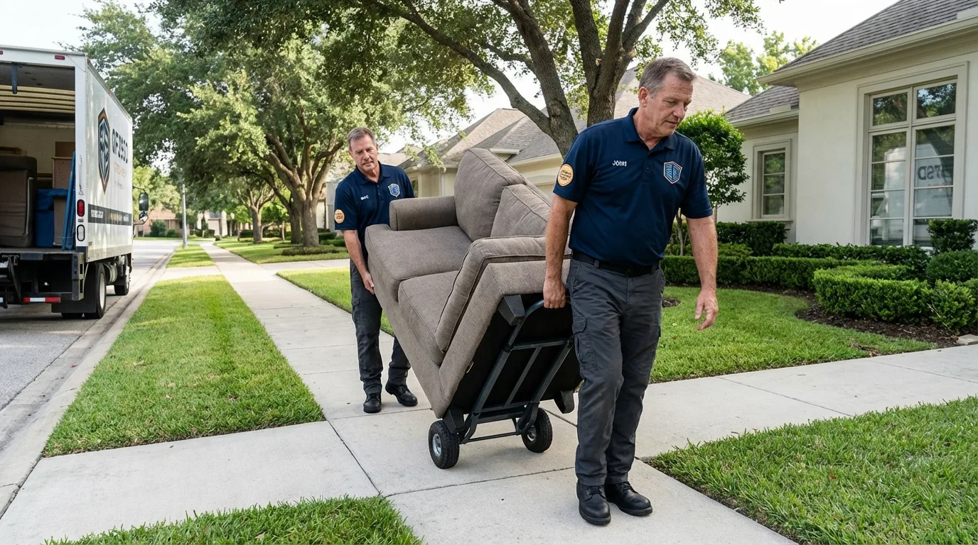 Local residential moving crew loading furniture in Zellwood, FL
